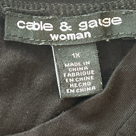 Cable & Guage Woman Black Blouse Chiffon Sheer  Pleated Flutter Sleeves 1X - Picture 5 of 8